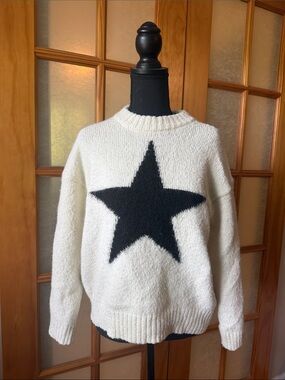 wild fable Cream Knit Sweater with Black Label